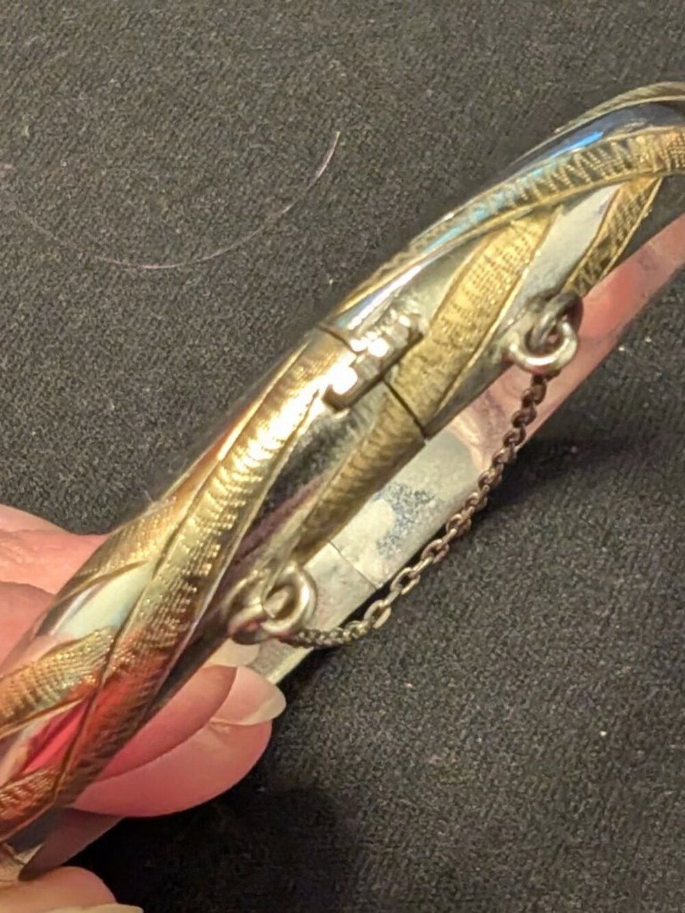 Sterling bangle with gold accents - vintage